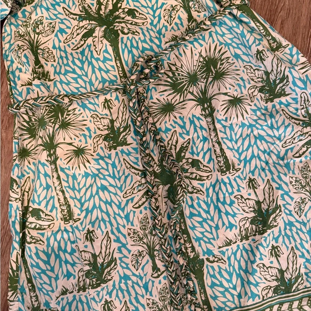 OLIVIA JAMES Green Penny Island Palm Patterned Midi Dress size XS - Picture 11 of 11